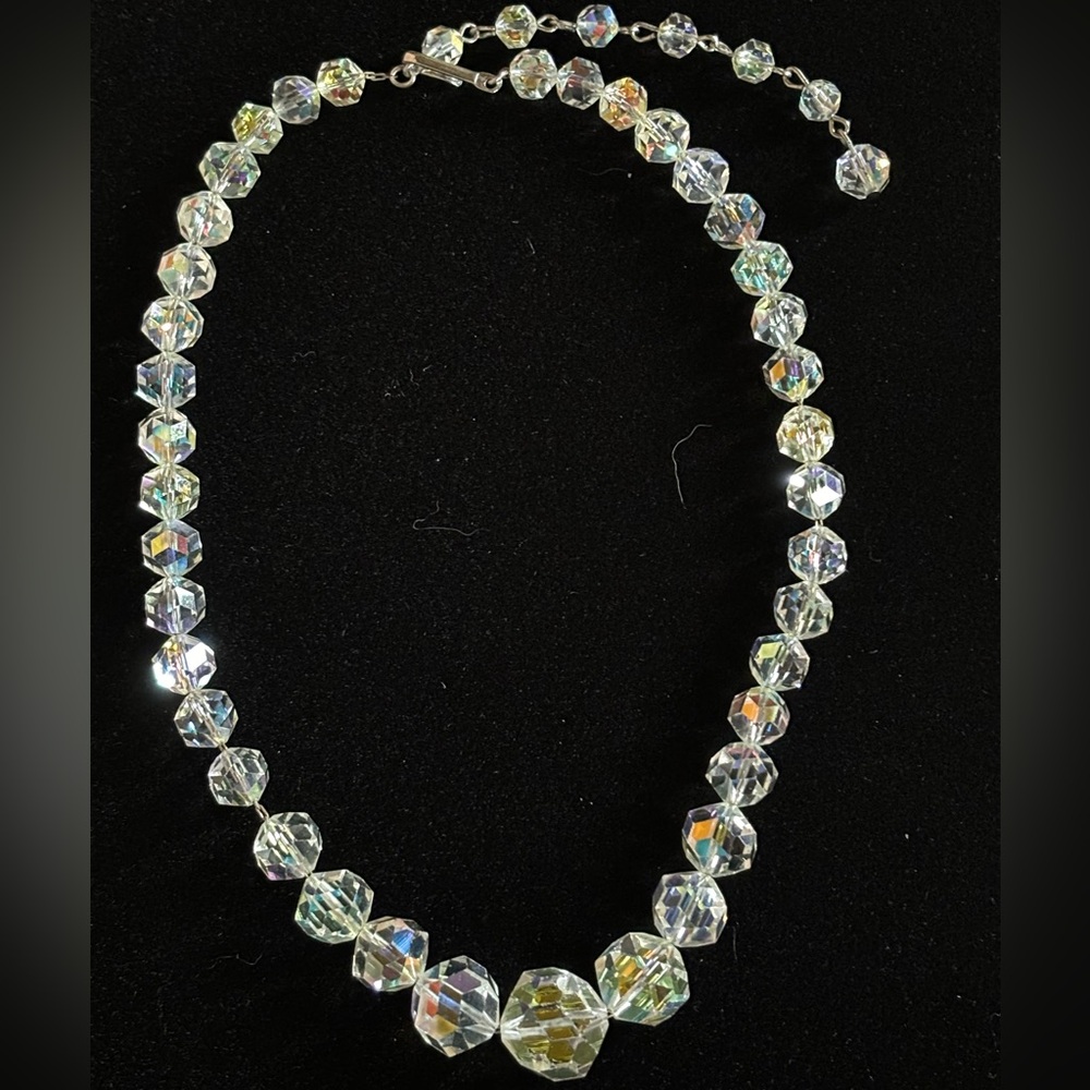 Vintage Estate Crystal Aurora Borealis Strand Necklace